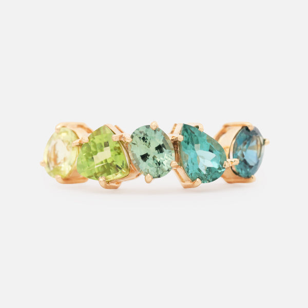 Anillo Centauro Lemon Oro Amarillo 14K con Crisoberilo, Peridoto, Zafiros y Turmalina.