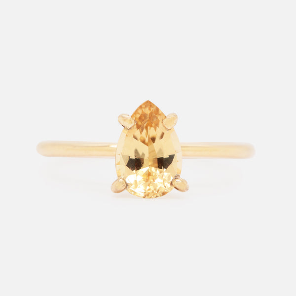 Anillo Elios Oro Amarillo 14K con Topacio Imperial Gota.
