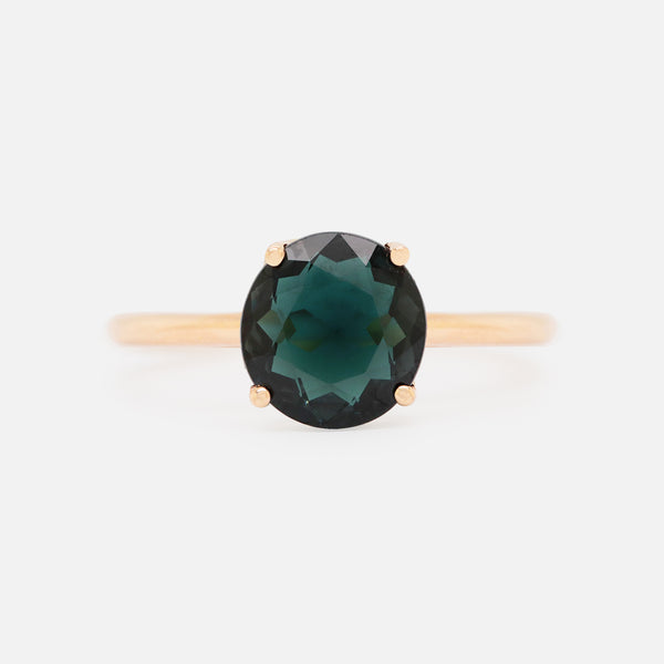 Anillo Valeria Oro Amarillo 14K con Turmalina Verde Redonda.
