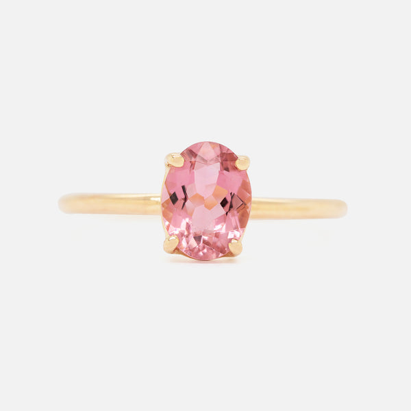Anillo Valeria Oro Amarillo 14K con Turmalina Rosa Oval.