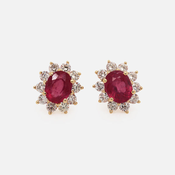 Aretes Imperio Mini Oro 18K con Rubíes y Diamantes.