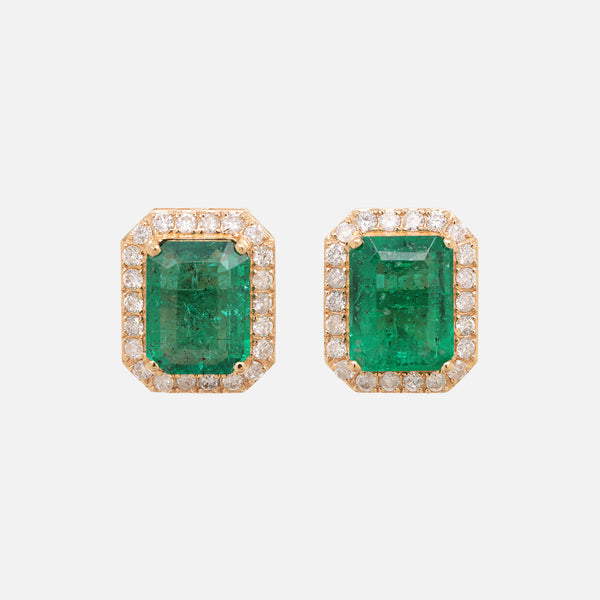 Aretes Royal XL Oro Amarillo 18K con Esmeraldas y Diamantes.