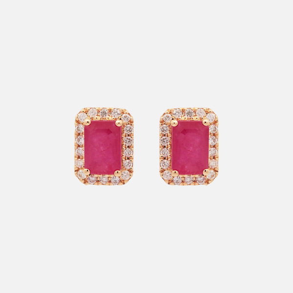 Aretes Royal Oro Amarillo 18K con Rubíes y Diamantes.