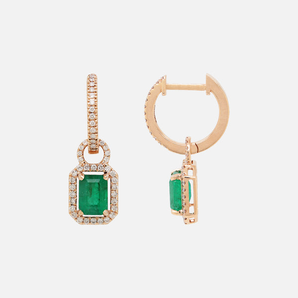 Arracadas Royal Oro Amarillo 14K con Esmeraldas y Diamantes.