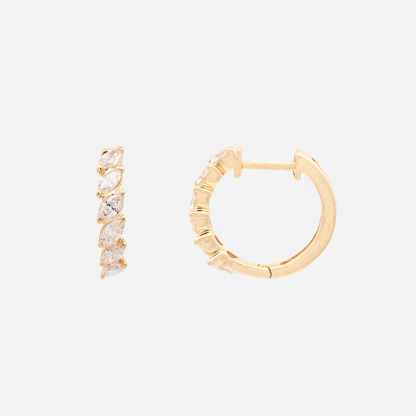 Arracadas Marquise Oro 14K con Diamantes.