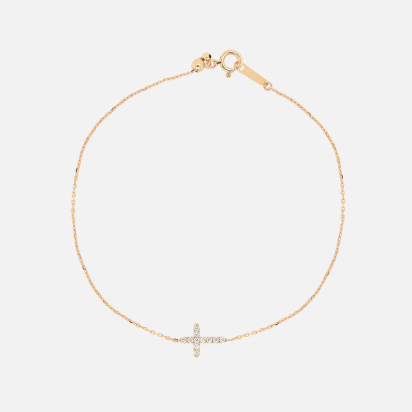 Brazalete Brilliant Cross Oro Amarillo 18K con Diamantes.