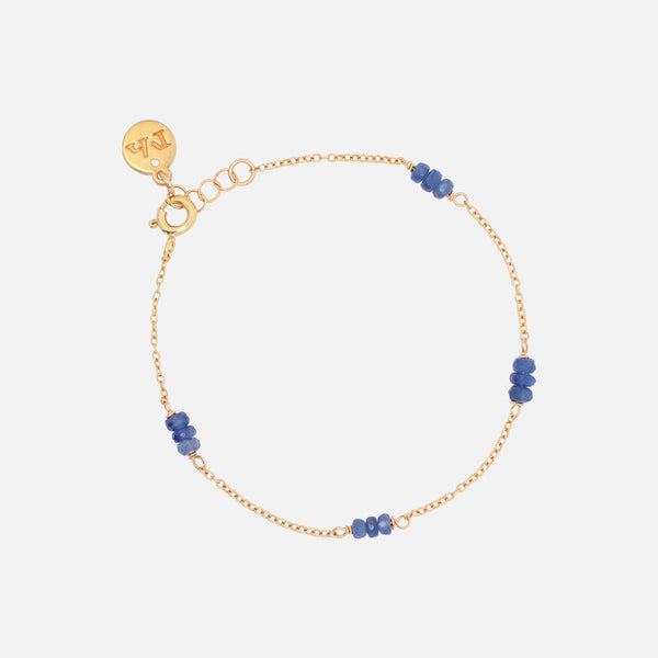 Pulsera Nativa Piedras Naturales Chapa de Oro 14K Zafiros