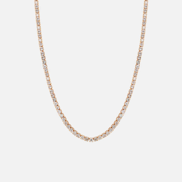 Collar Tennis 4 uñas Oro 14K con Diamantes.