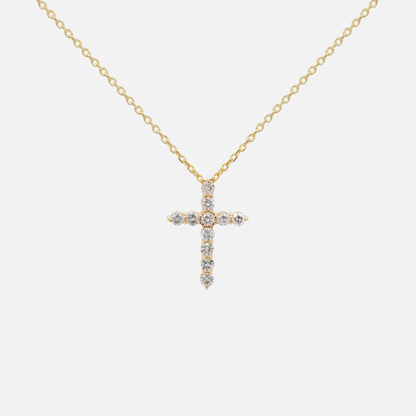 Cadena Brilliant Cross L Oro 14K con Diamantes.