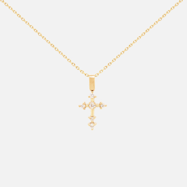 Cadena Radiant Cross Oro 14K con Diamantes.