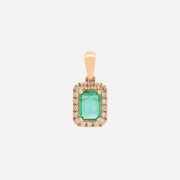 Dije Royal Oro 14K con Esmeralda y Diamantes.