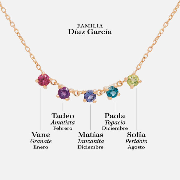 Cadena Solar Oro Amarillo 14K y Piedras Naturales.