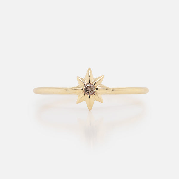 Anillo Sirius Oro Amarillo 14K y Diamante.