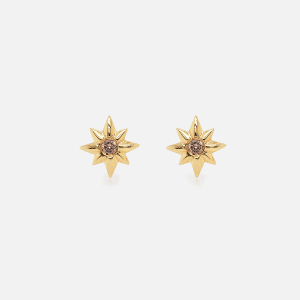 Aretes Sirius Oro Amarillo 14K con Diamantes.