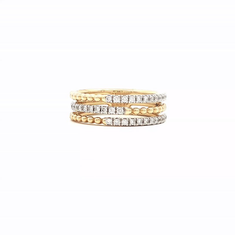 Anillo Tridots Oro Amarillo 14K con Diamantes.