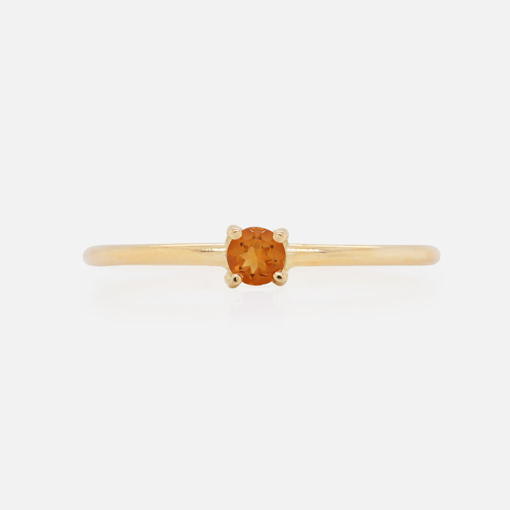 Anillo Birthstone Oro Amarillo 14K y Citrino.