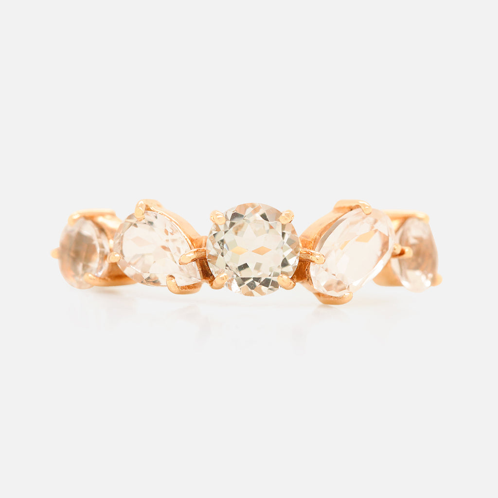 Anillo Birthstone Cluster Oro 14K y Piedras Naturales.