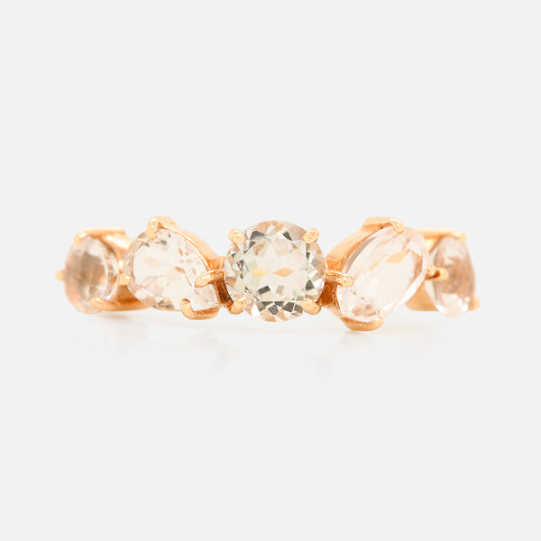 Anillo Birthstone Cluster Oro 14K y Piedras Naturales.
