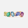 Anillo Centauro Daisy Oro Amarillo 14K con Peridoto, Esmeralda, Aquamarina, Tanzanita y Amatista.