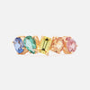 Anillo Centauro Rainbow Oro Amarillo 14K con Zafiros y Turmalina.