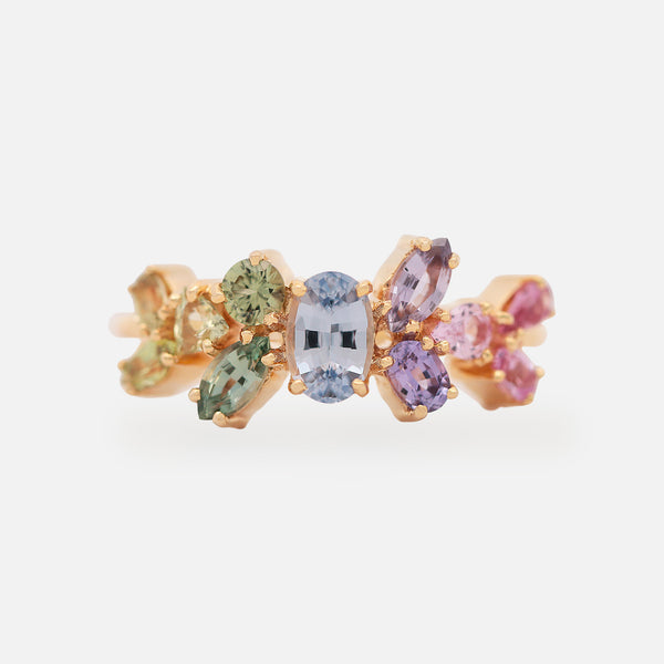 Anillo Eclipse Aurora Oro Amarillo 14K con Zafiro.