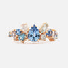 Anillo Eclipse Baby Blue Oro 14K con Zafiros, Aquamarinas y Diamantes.