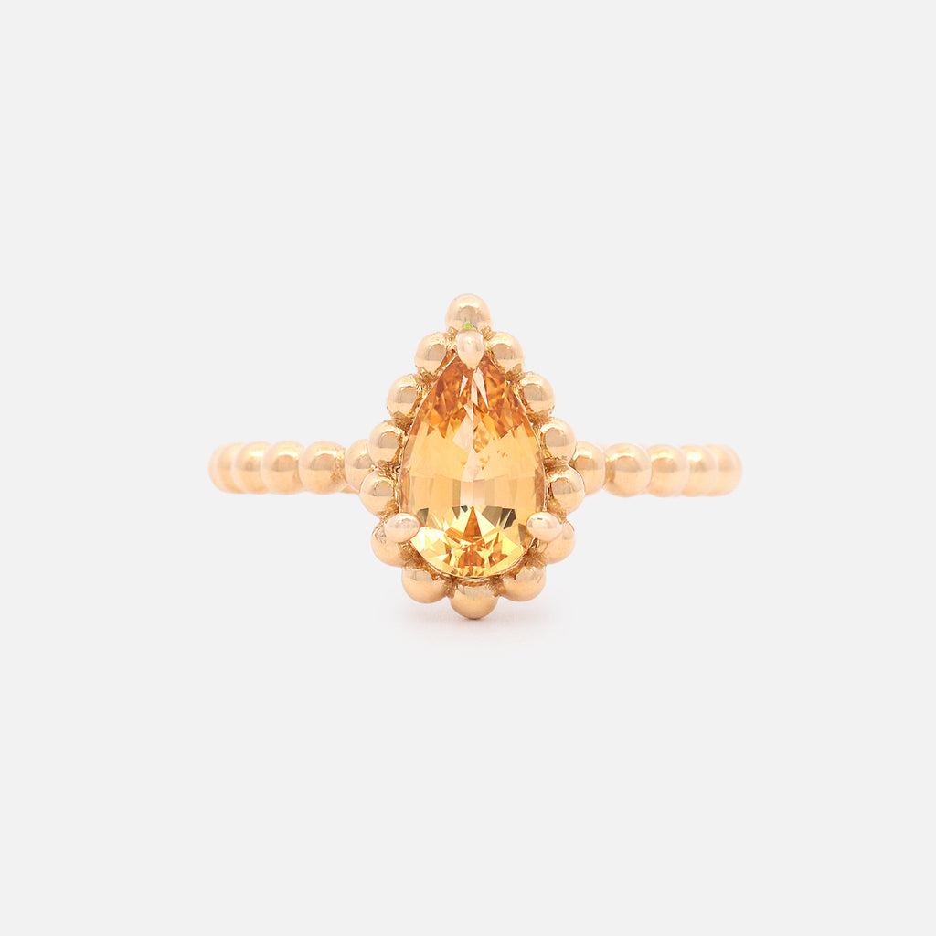 Anillo Elysa Oro Amarillo 14K con Topacio Imperial Gota.