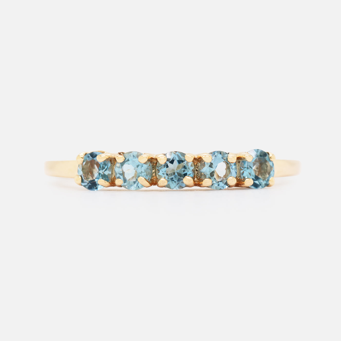 Anillos Iris Oro Amarillo 14K con Aquamarinas.