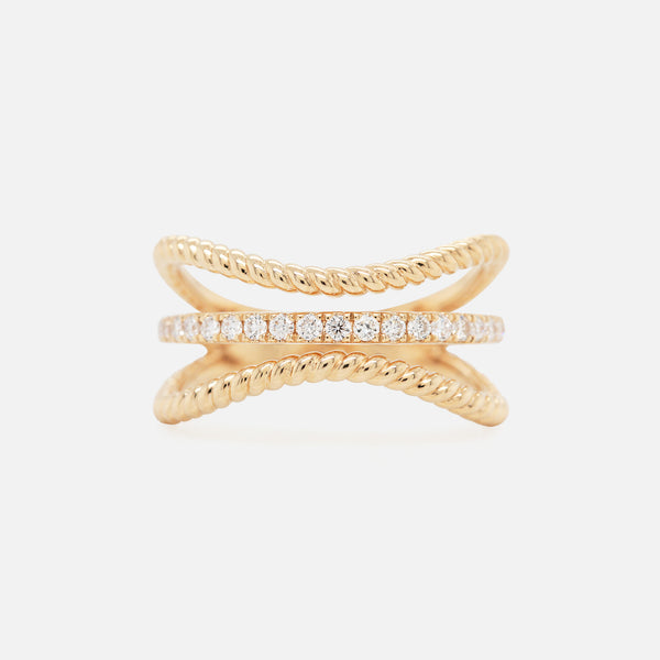 Anillo Lasso Oro 14K con Diamantes.