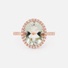 Anillo Luxe Oro Rosa 18K con Prasiolita y Diamantes.