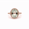 Set Anillo y Arracadas Luxe Oro Rosa 18K con Prasiolitas y Diamantes.