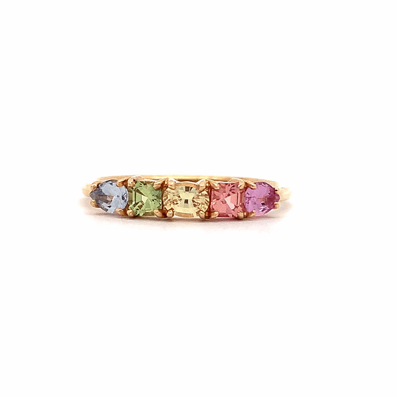 Anillo Myla Freesia Oro Amarillo 14K con Zafiros.