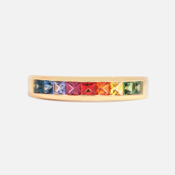 Anillo Prismelia Oro Amarillo 18K con Zafiros.
