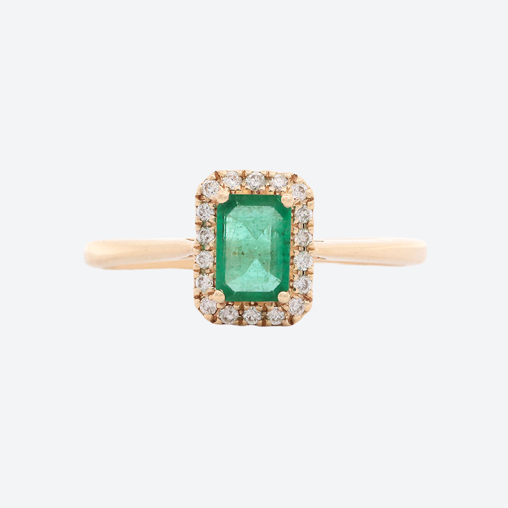 Anillo Royal Oro 18K con Esmeralda y Diamantes.