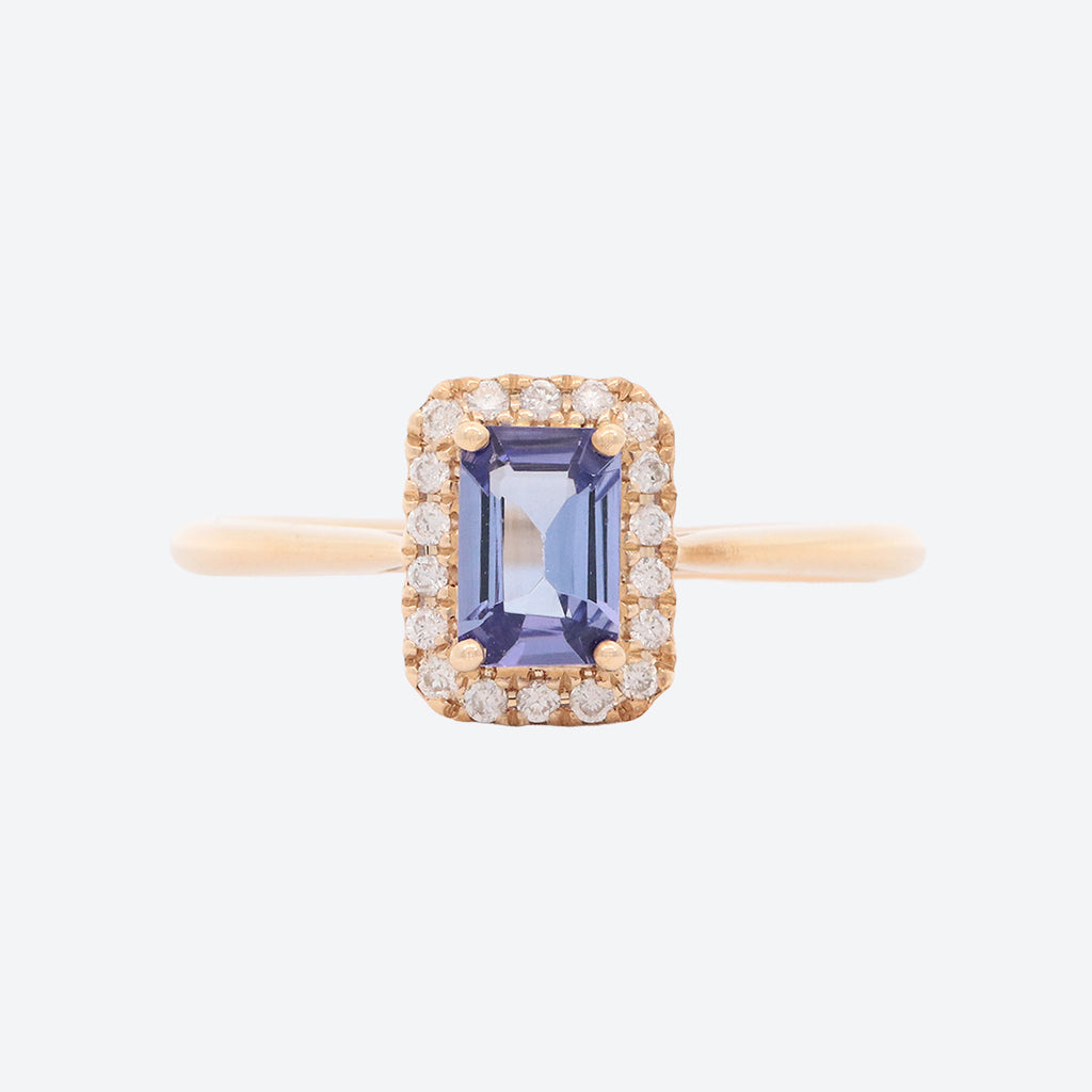 Anillo Royal Oro Amarillo 18K con Tanzanita y Diamantes.