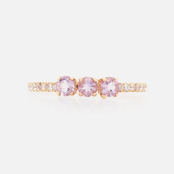 Anillo Selene Oro Amarillo 14K Piedras Naturales y Diamantes.