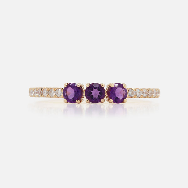Anillo Selene Oro Amarillo 14K Piedras Naturales y Diamantes.