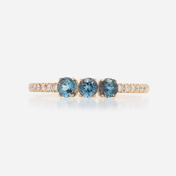 Anillo Selene Oro Amarillo 14K Piedras Naturales y Diamantes.