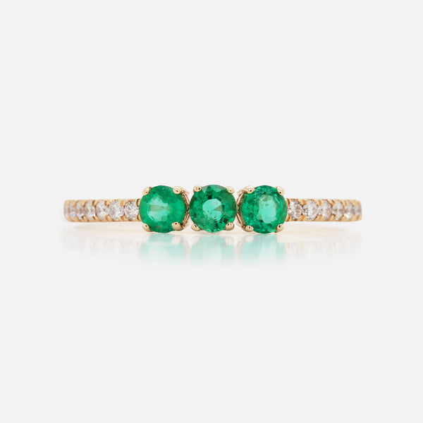 Anillo Selene Oro Amarillo 14K Piedras Naturales y Diamantes.