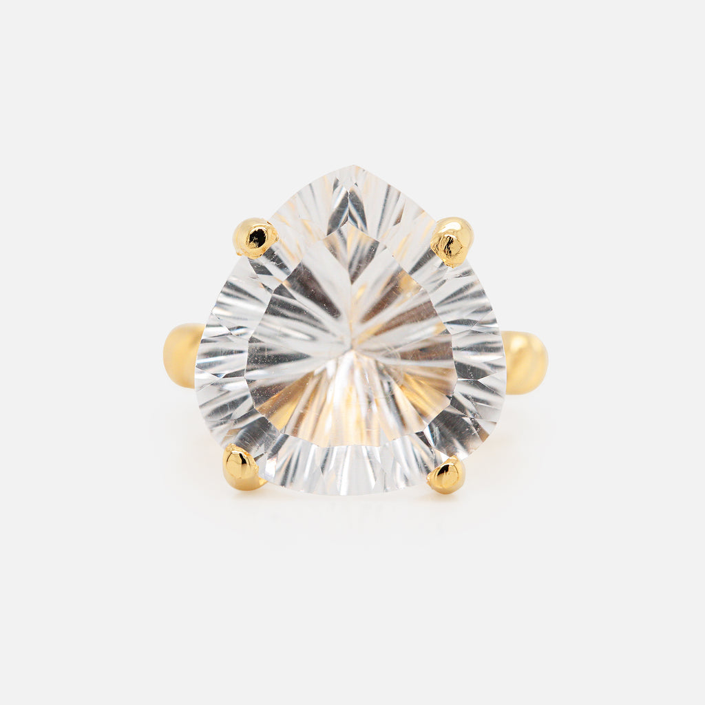 Anillo Sienna Plata .925 con Chapa de Oro 14K y Cuarzo Cristal Heart Shape.