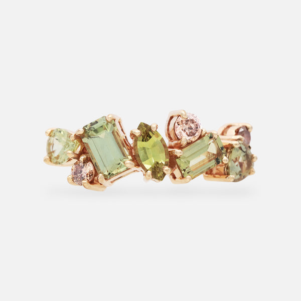 Anillo Stellar Kiwi Oro Amarillo 14K con Zafiros y Diamantes.