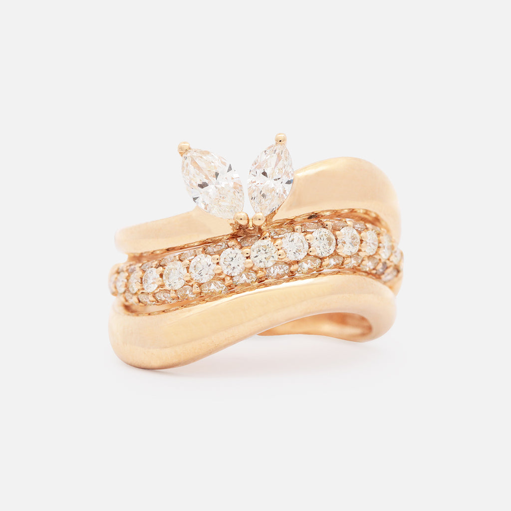 Anillo Odette Oro Amarillo 18K con Diamantes.