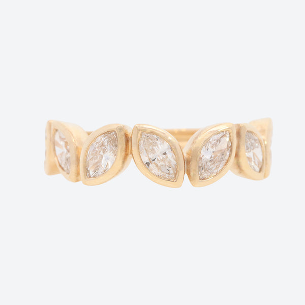 Anillo Petal Oro Amarillo 18K con Diamantes.