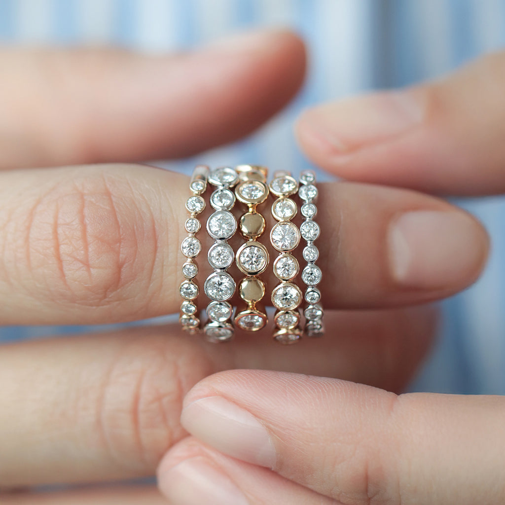 Anillos Apolo S, M y G Oro 14K con Diamantes.