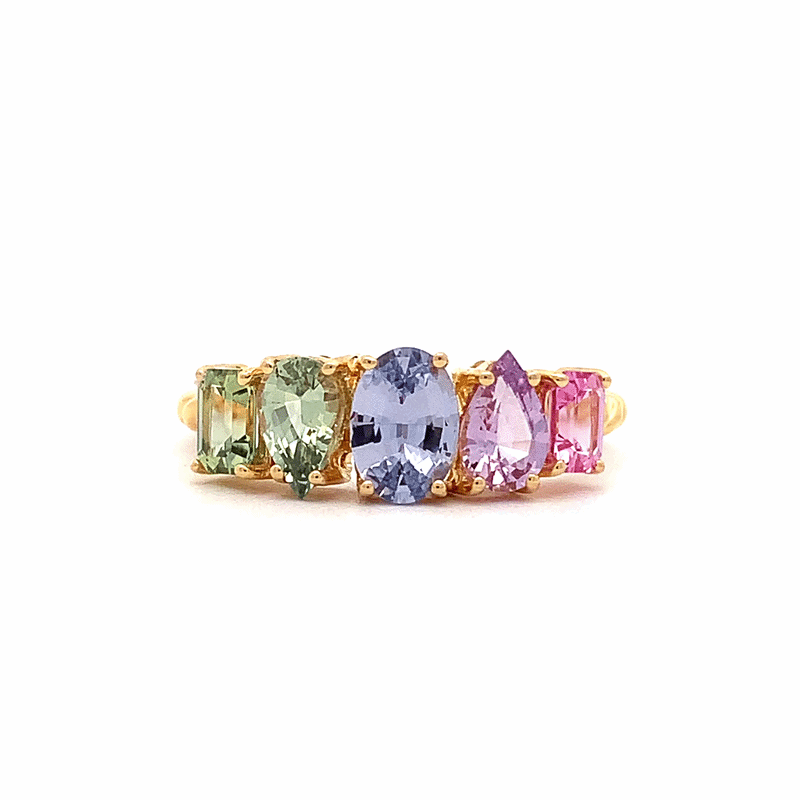 Anillo Atom Aurora Oro Amarillo 14K con Zafiro.