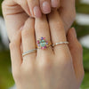 Anillo Botanical Peonia Oro Amarillo 14K con Aquamarina, Tanzanita, Amatista, Zafiro y Ópalo.