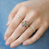 Anillo Botanical Peonia Oro Amarillo 14K con Aquamarina, Tanzanita, Amatista, Zafiro y Ópalo.