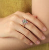 Anillo Botanical Peonia Oro Amarillo 14K con Aquamarina, Tanzanita, Amatista, Zafiro y Ópalo.