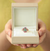 Anillo Botanical Peonia Oro Amarillo 14K con Aquamarina, Tanzanita, Amatista, Zafiro y Ópalo.