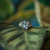 Anillo Botanical Narciso Oro Amarillo 14K con Diamantes, Zafiro, Turmalinas y Aquamarinas.